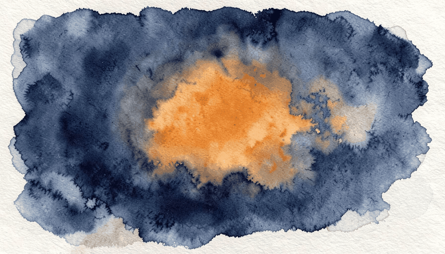 Soft watercolour painting of deep navy and muted blue-grey tones with warm sandy highlights, dramatic and grounded